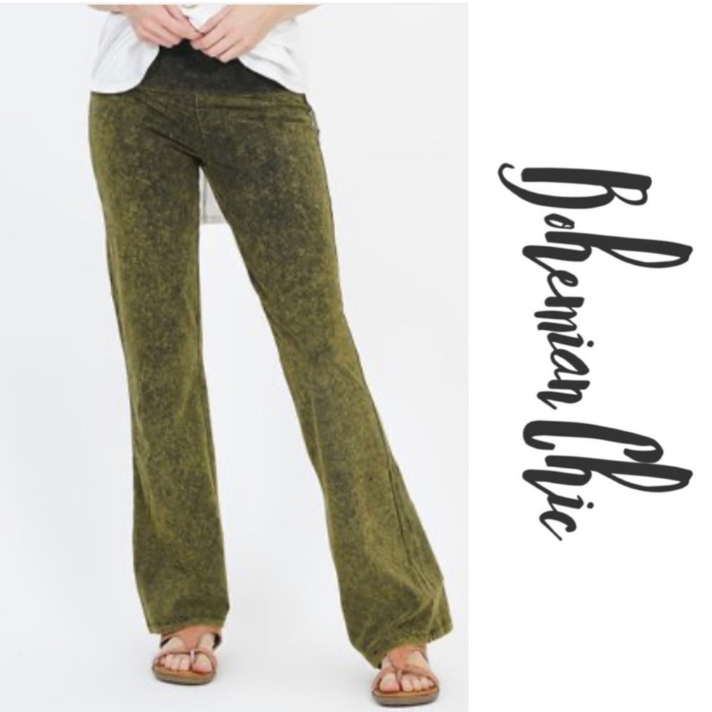 CHER- Mineral Wash Flare Leg Pants